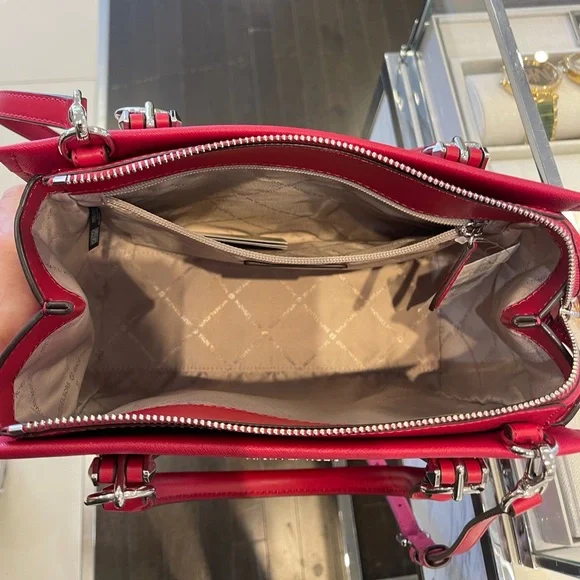 MICHAEL KORS Marilyn Medium Saffiano Leather Satchel
Dark Raspberry 
NWT - Picture 15 of 16